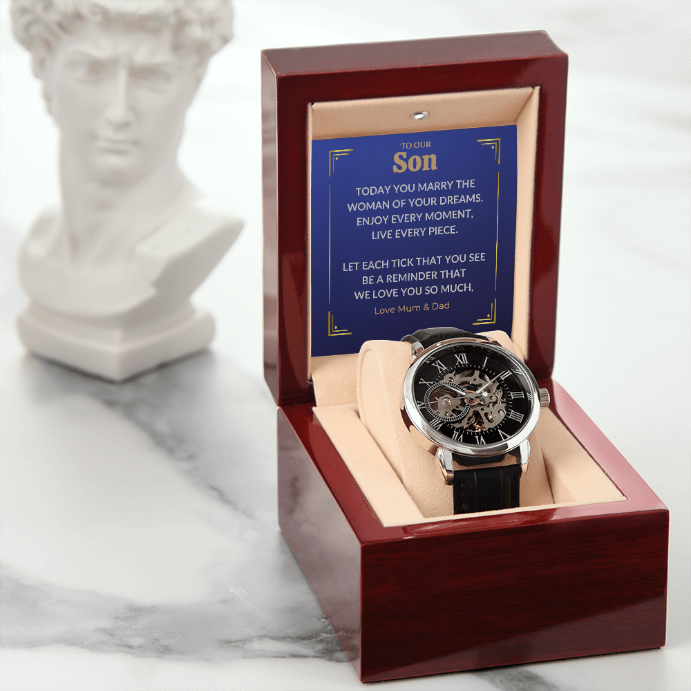 Groom watch from parents