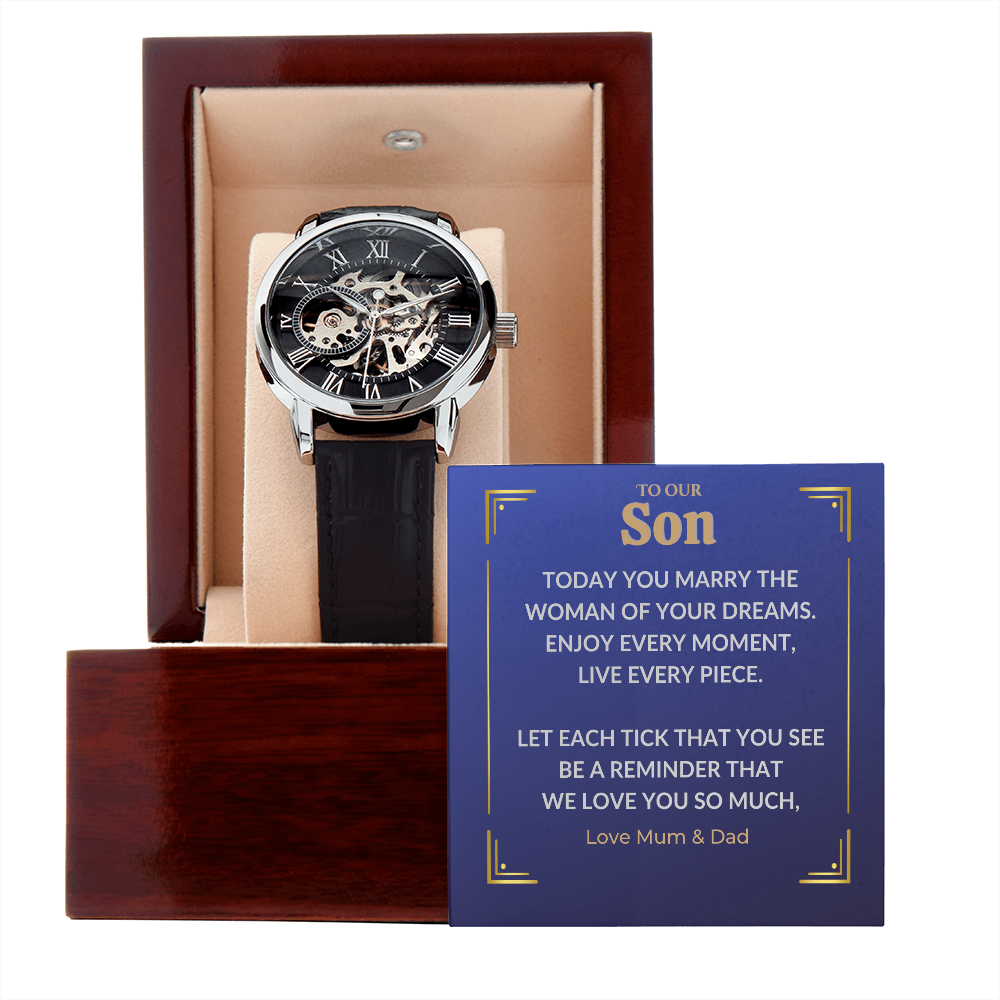 Groom watch from parents