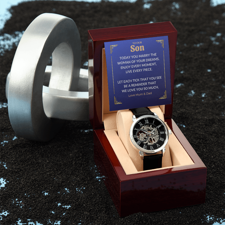 Groom watch from parents
