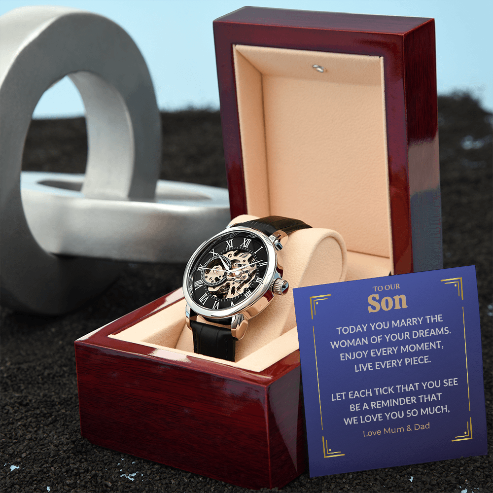 Groom watch from parents