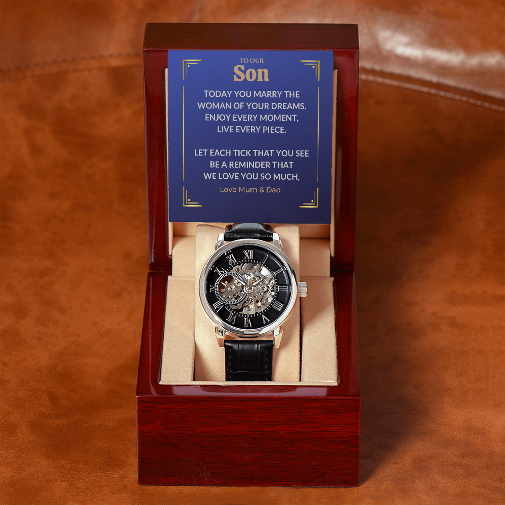 Groom watch from parents