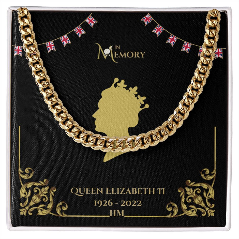 Queen Elizabeth Mens Memorial Silver / Gold curb chain