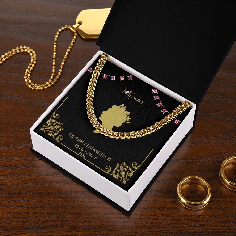 Queen Elizabeth Mens Memorial Silver / Gold curb chain