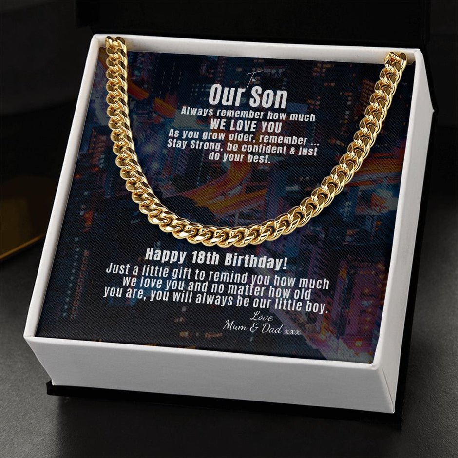 To our son 18th Curb Chain