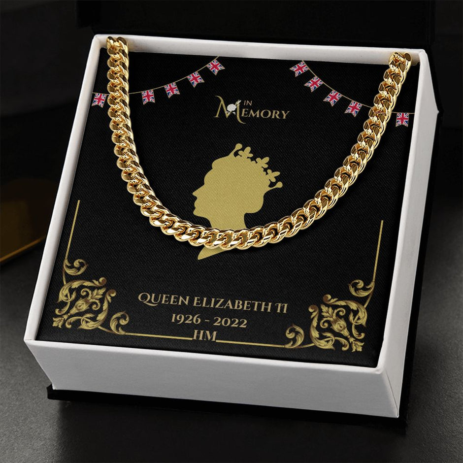 Queen Elizabeth Mens Memorial Silver / Gold curb chain