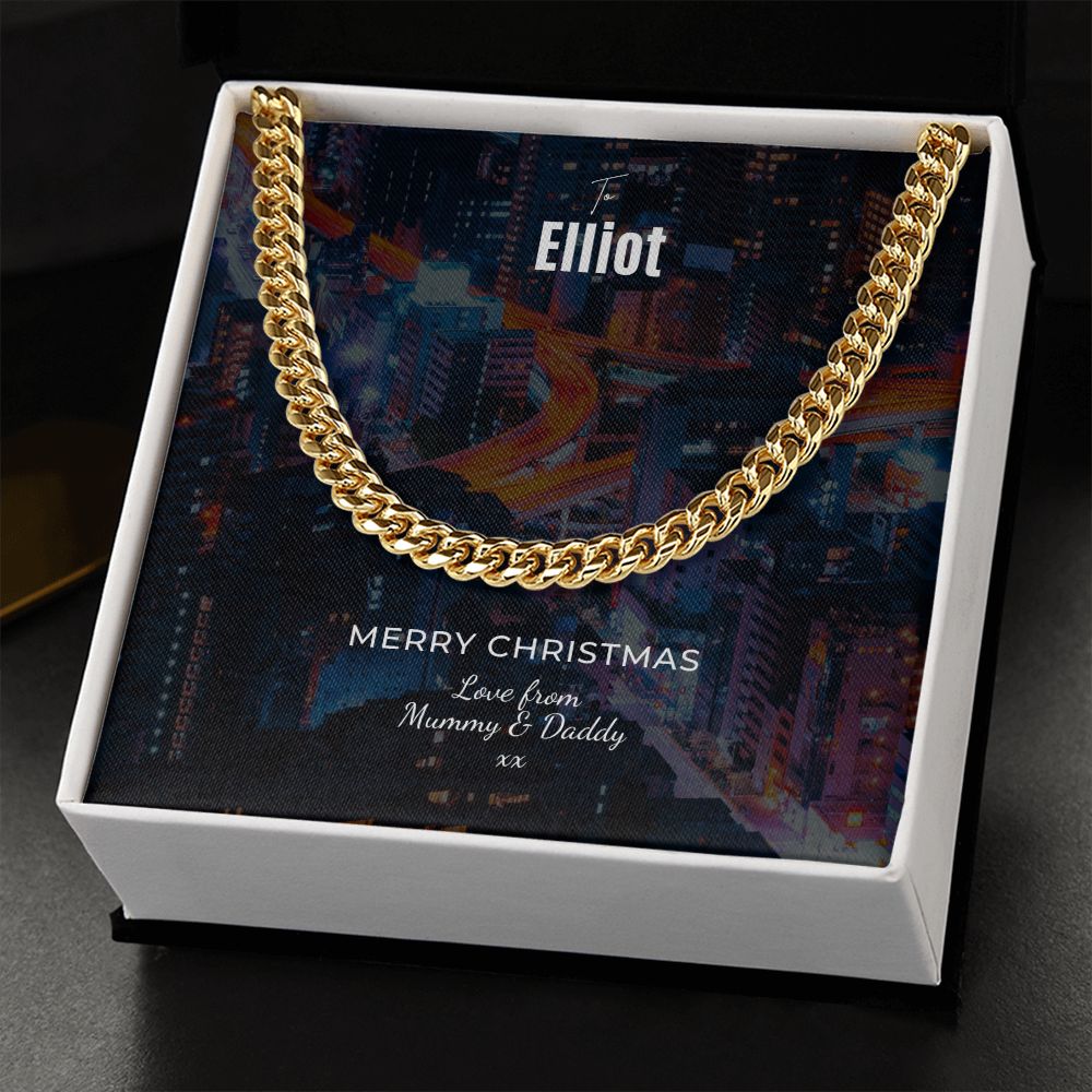 To Elliot Merry Christmas Cuban Link Chain