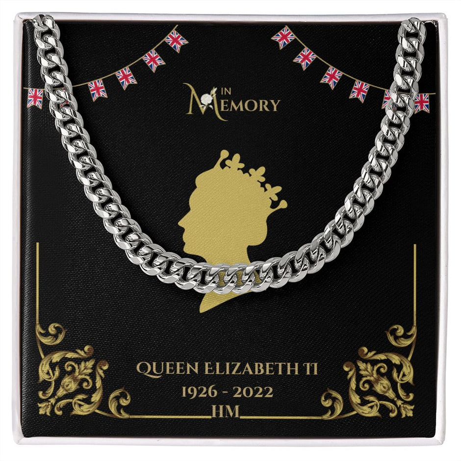 Queen Elizabeth Mens Memorial Silver / Gold curb chain