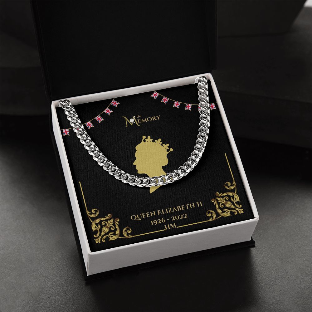 Queen Elizabeth Mens Memorial Silver / Gold curb chain