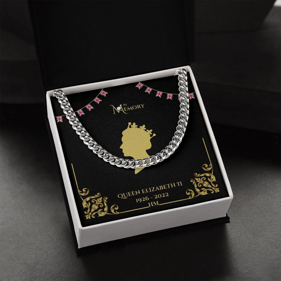 Queen Elizabeth Mens Memorial Silver / Gold curb chain