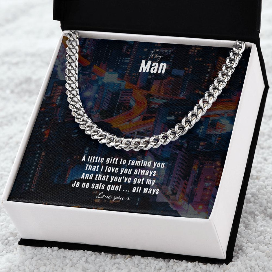 To my Man Silver Cuban chain