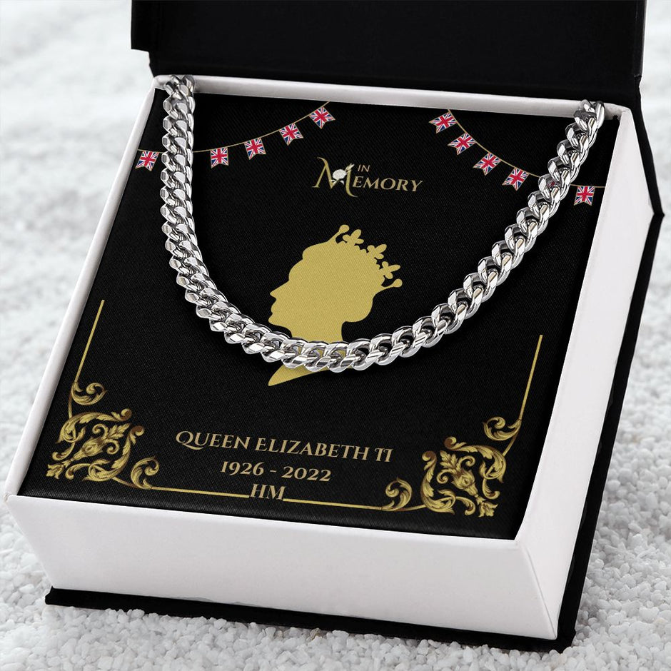Queen Elizabeth Mens Memorial Silver / Gold curb chain