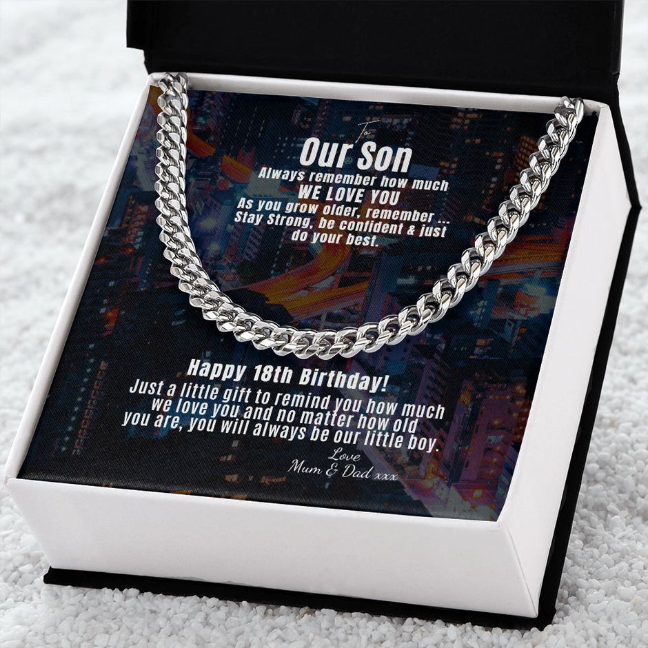 To our son 18th Curb Chain