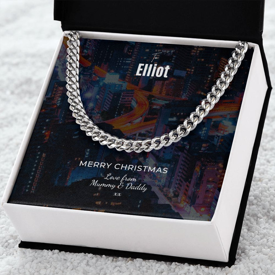 To Elliot Merry Christmas Cuban Link Chain