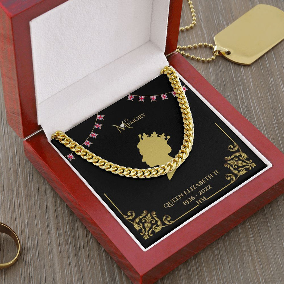 Queen Elizabeth Mens Memorial Silver / Gold curb chain