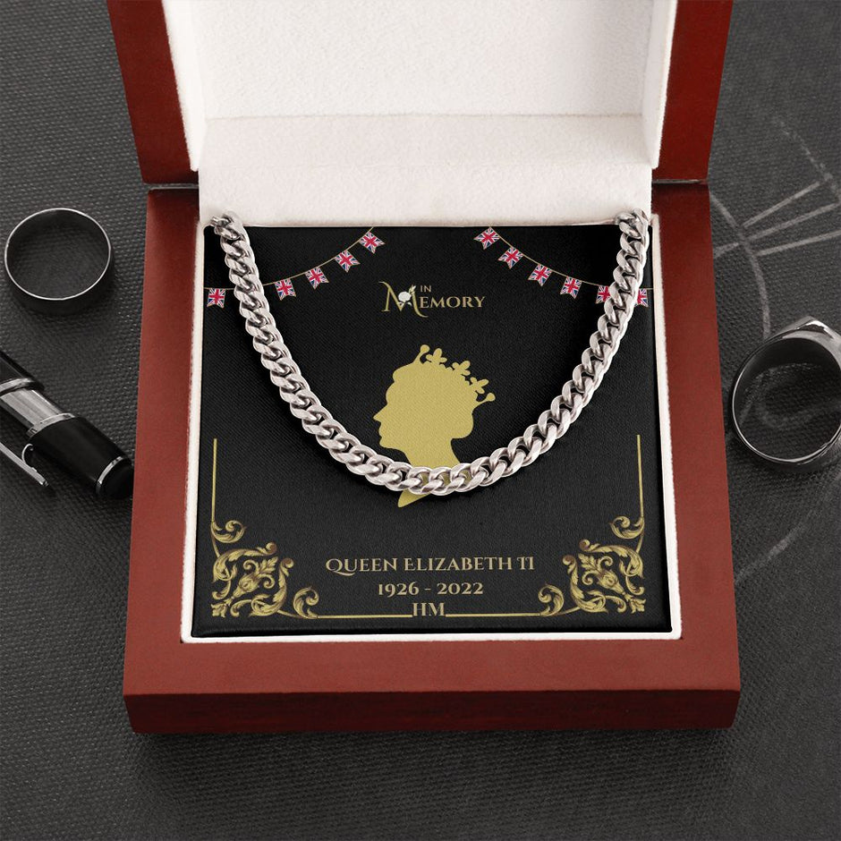 Queen Elizabeth Mens Memorial Silver / Gold curb chain