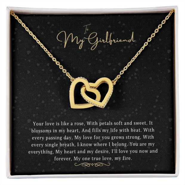 Couples Love Rose Gold Zirconian Heart Necklace