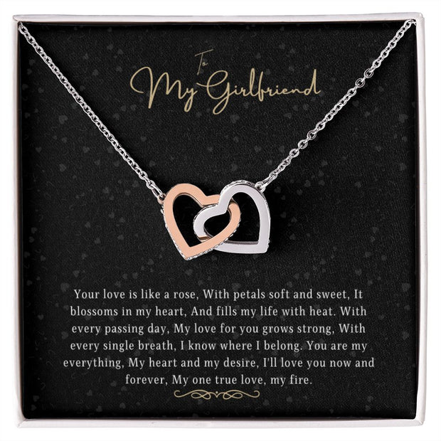 Couples Love Rose Gold Zirconian Heart Necklace