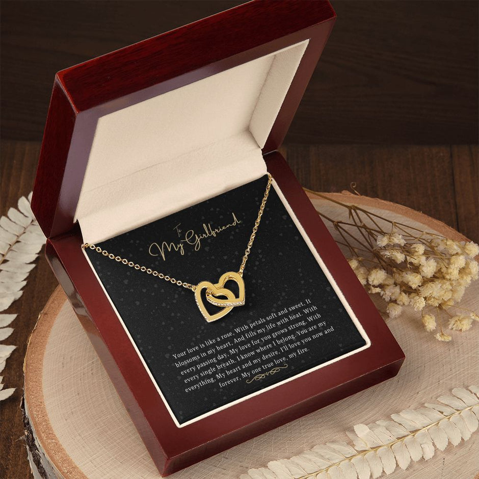 Couples Love Rose Gold Zirconian Heart Necklace