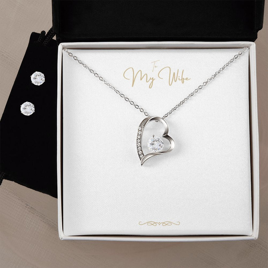 Romantic Gift Message Necklace and earring set for my wife