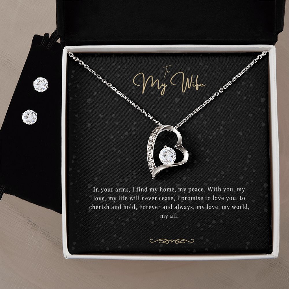 Romantic Gift Message Necklace and earring set for my wife