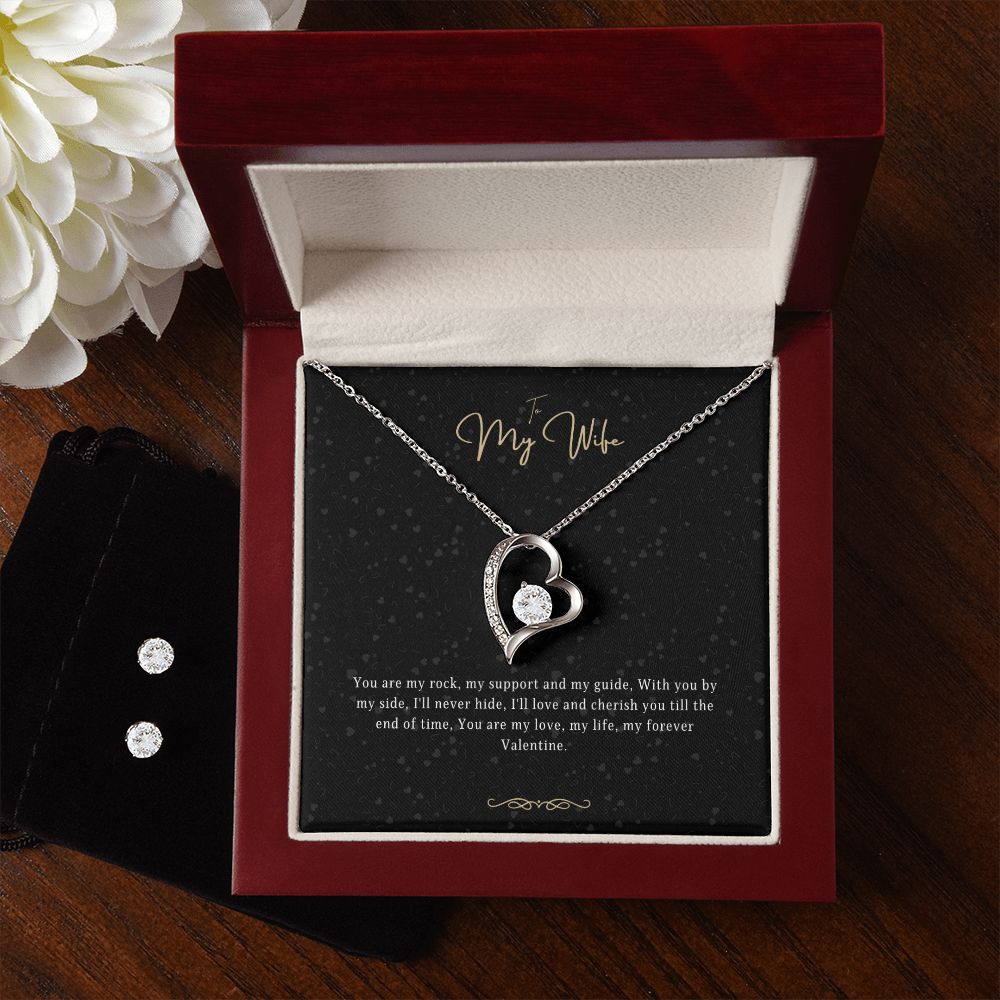 Romantic Gift Message Necklace and earring set for my wife