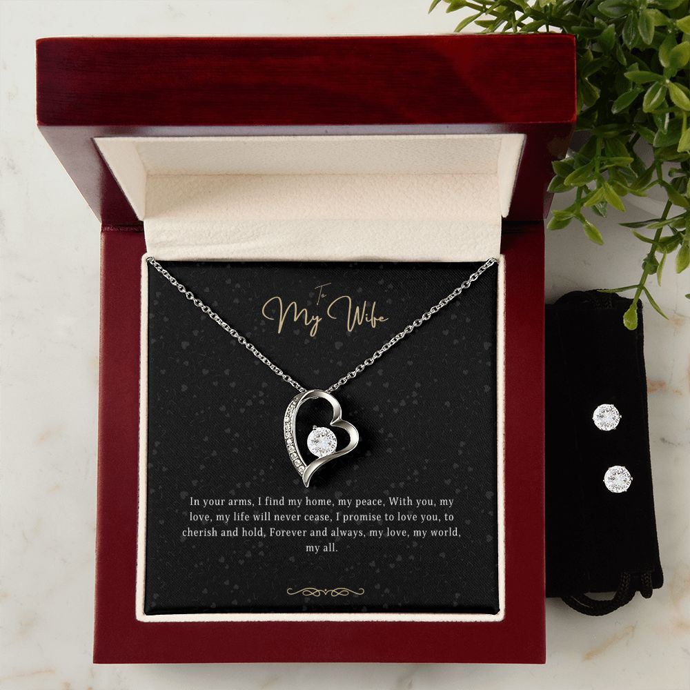 Romantic Gift Message Necklace and earring set for my wife