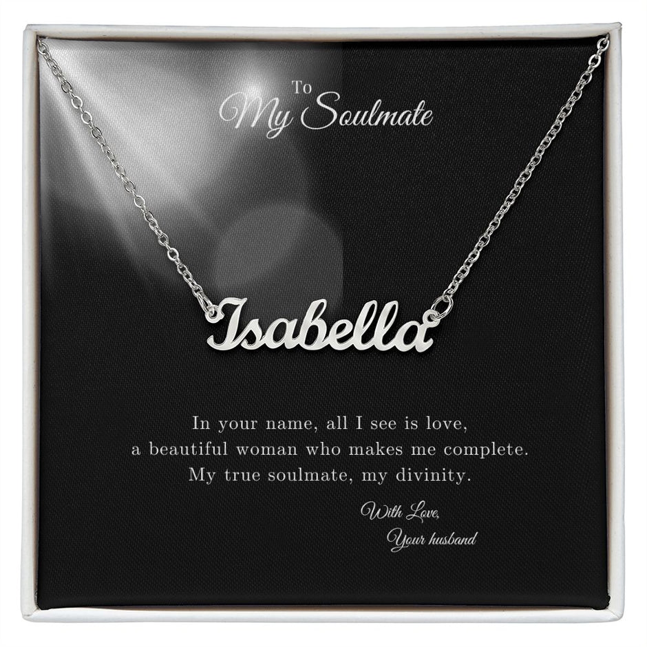 Gift Message Custom Named Soulmate Necklace for wife