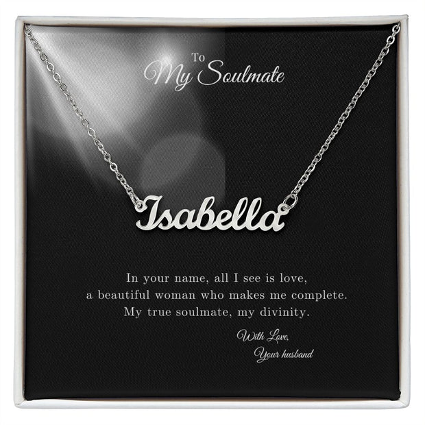Gift Message Custom Named Soulmate Necklace for wife