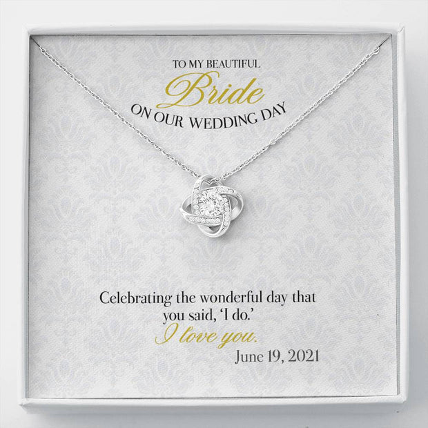 Gift Message necklace for Bride from Groom