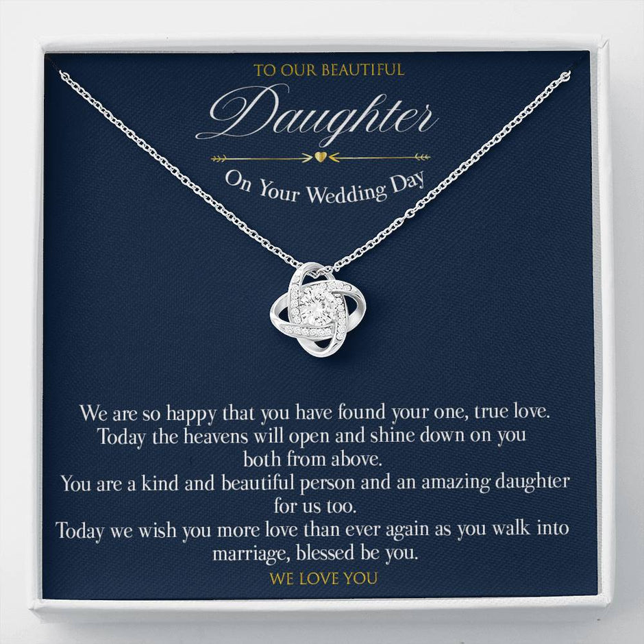 Love knot Gift Message CZ pendant for daughter
