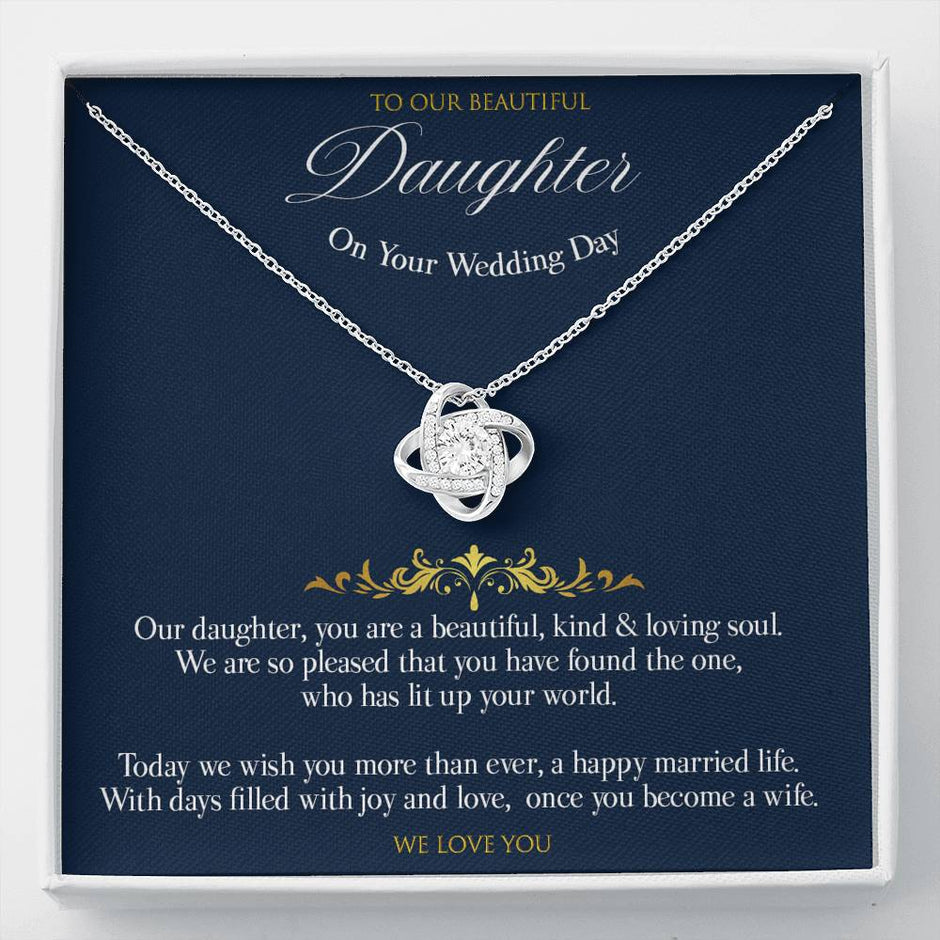 Love knot Gift Message pendant to Daughter on her Wedding day