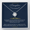 Love knot Gift Message pendant to Daughter on her Wedding day