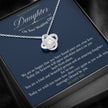 Love knot Gift Message CZ pendant for daughter