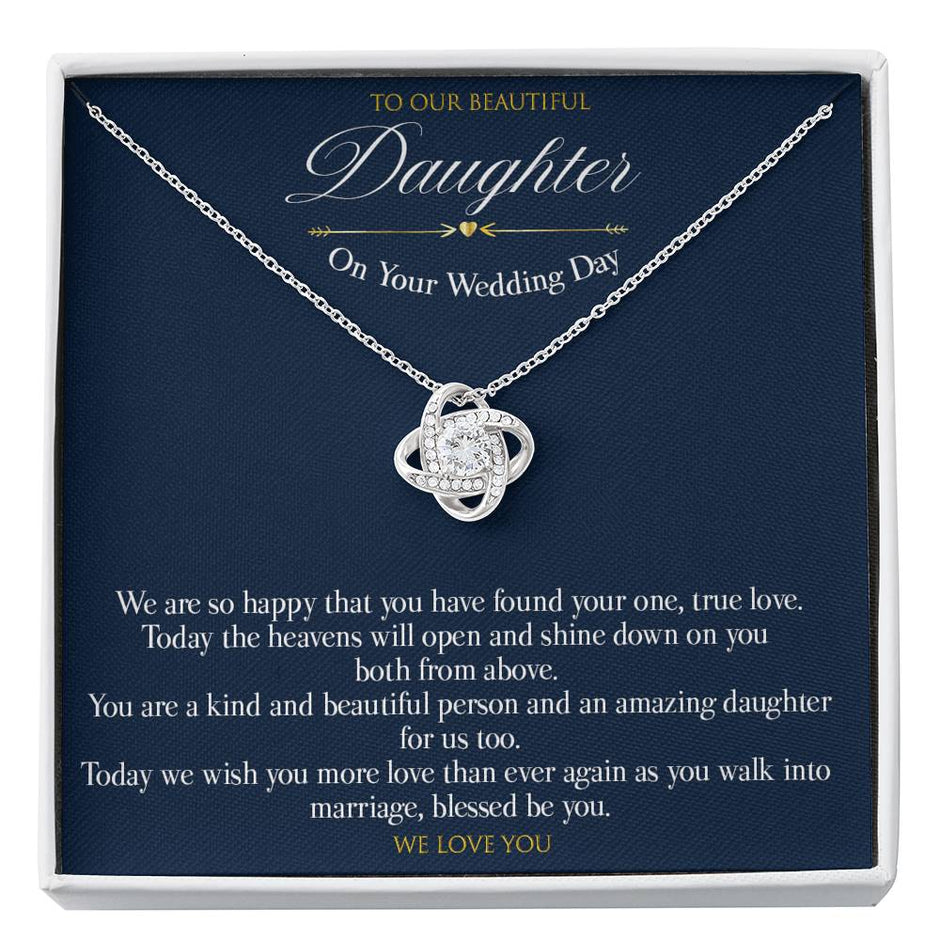 Love knot Gift Message CZ pendant for daughter