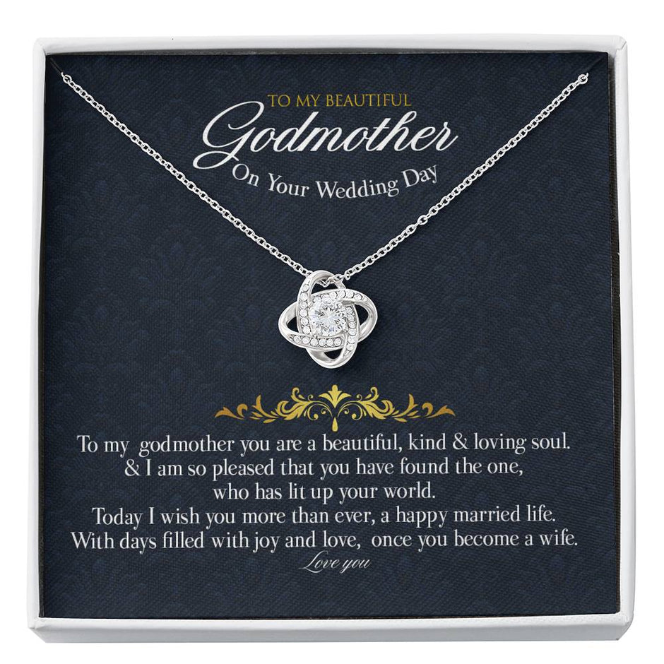 Gift message necklace for Godmother on your wedding day