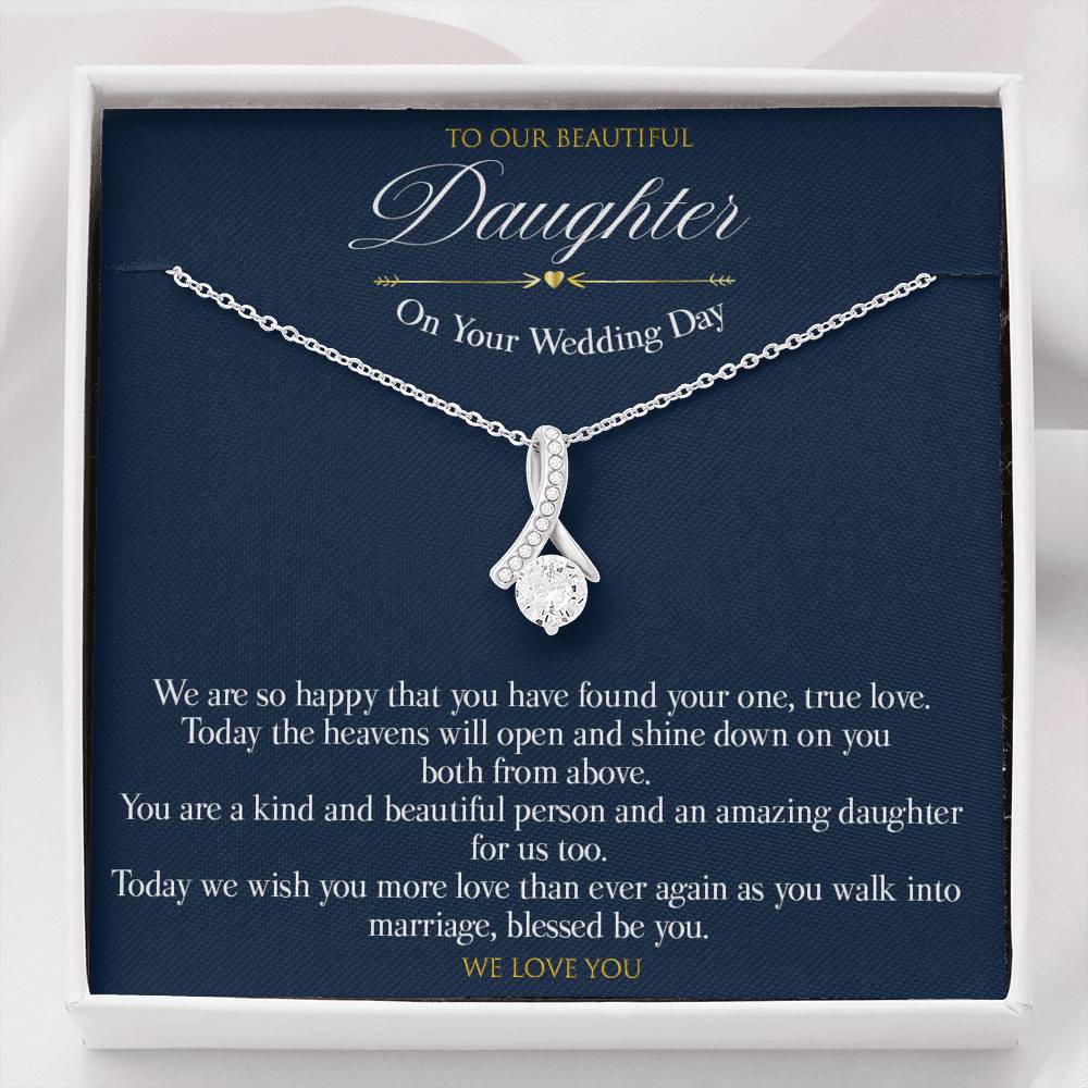 Ribbon Gift Message pendant for Daughter on her wedding day