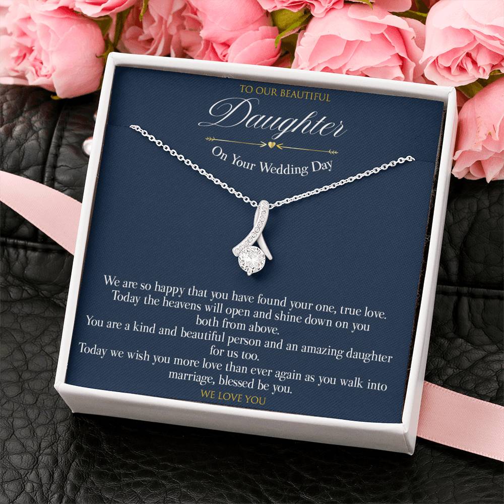 Ribbon Gift Message pendant for Daughter on her wedding day