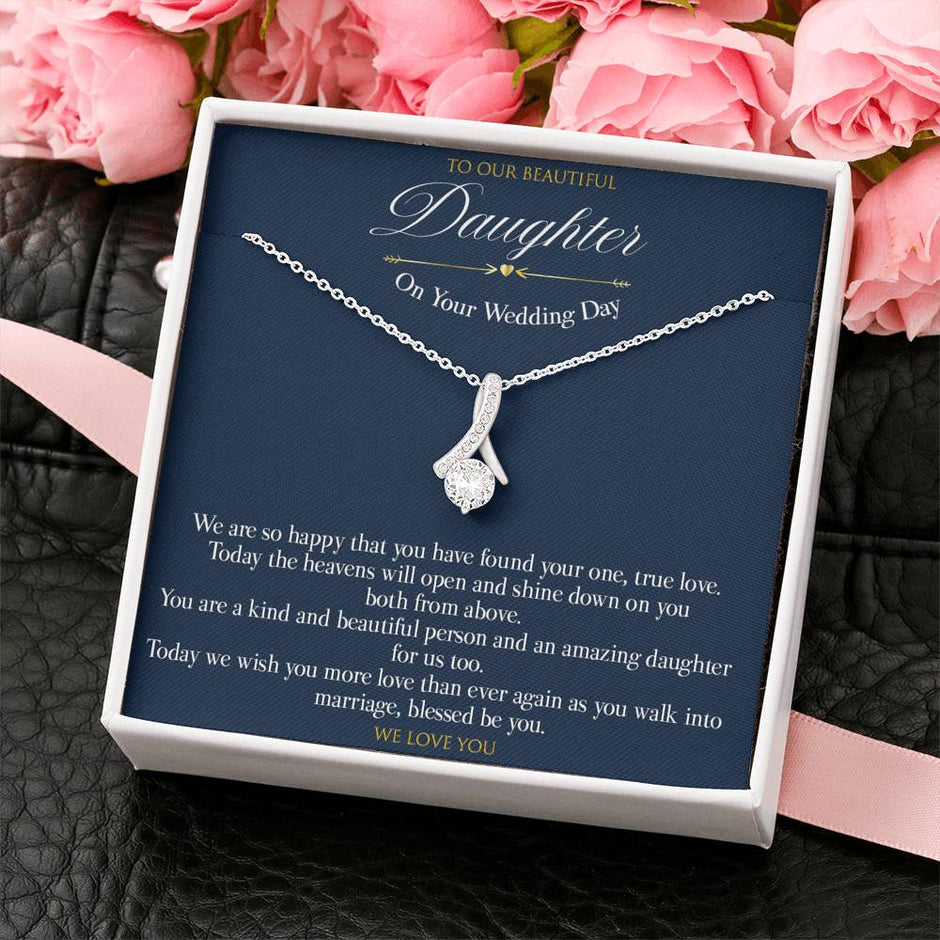 Ribbon Gift Message pendant for Daughter on her wedding day