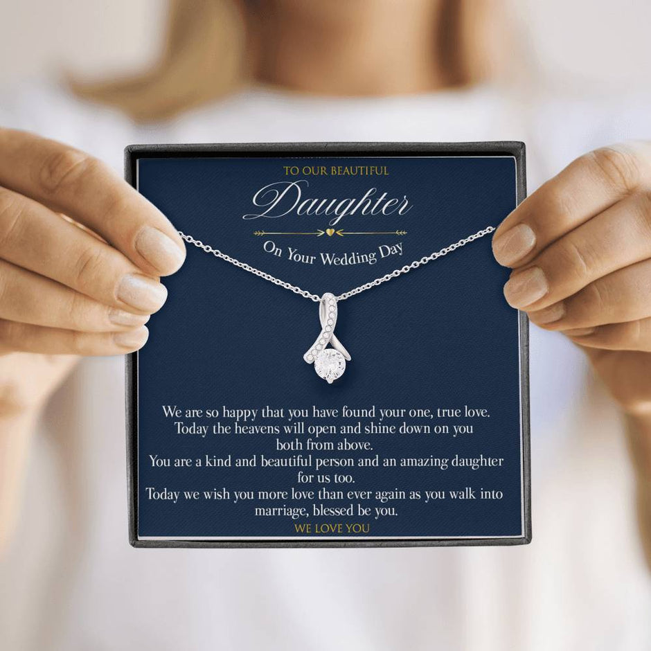 Ribbon Gift Message pendant for Daughter on her wedding day