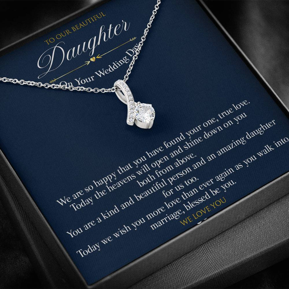 Ribbon Gift Message pendant for Daughter on her wedding day