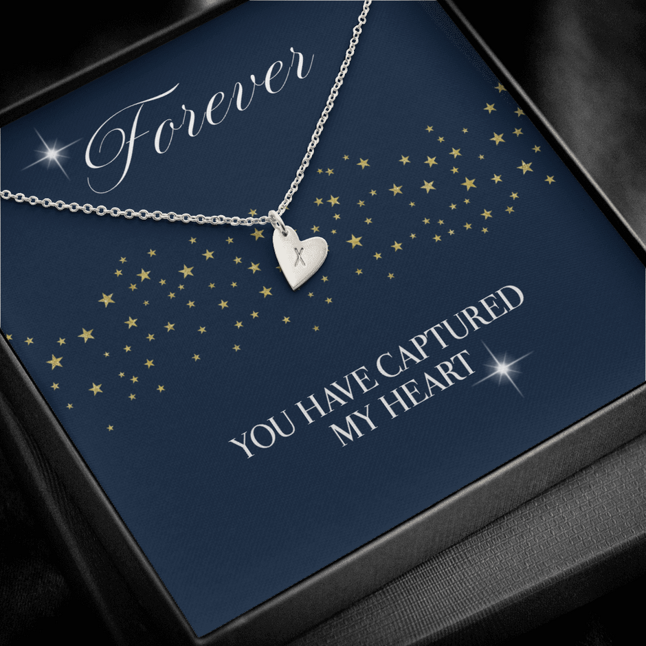 Engraved Forever in love heart necklace