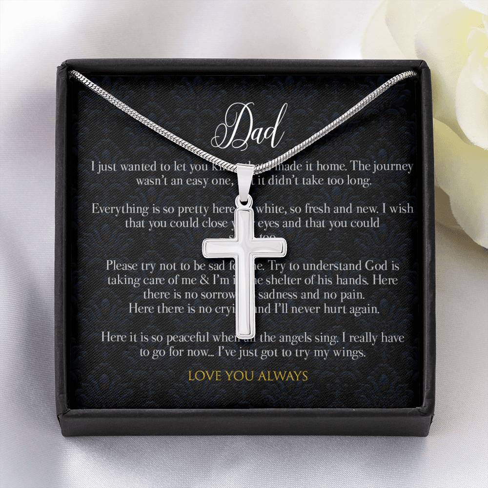 Fathers day loss cross pendant