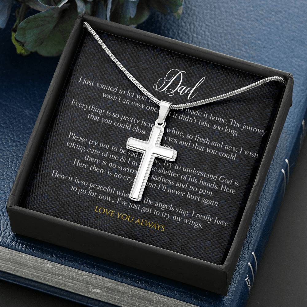 Fathers day loss cross pendant