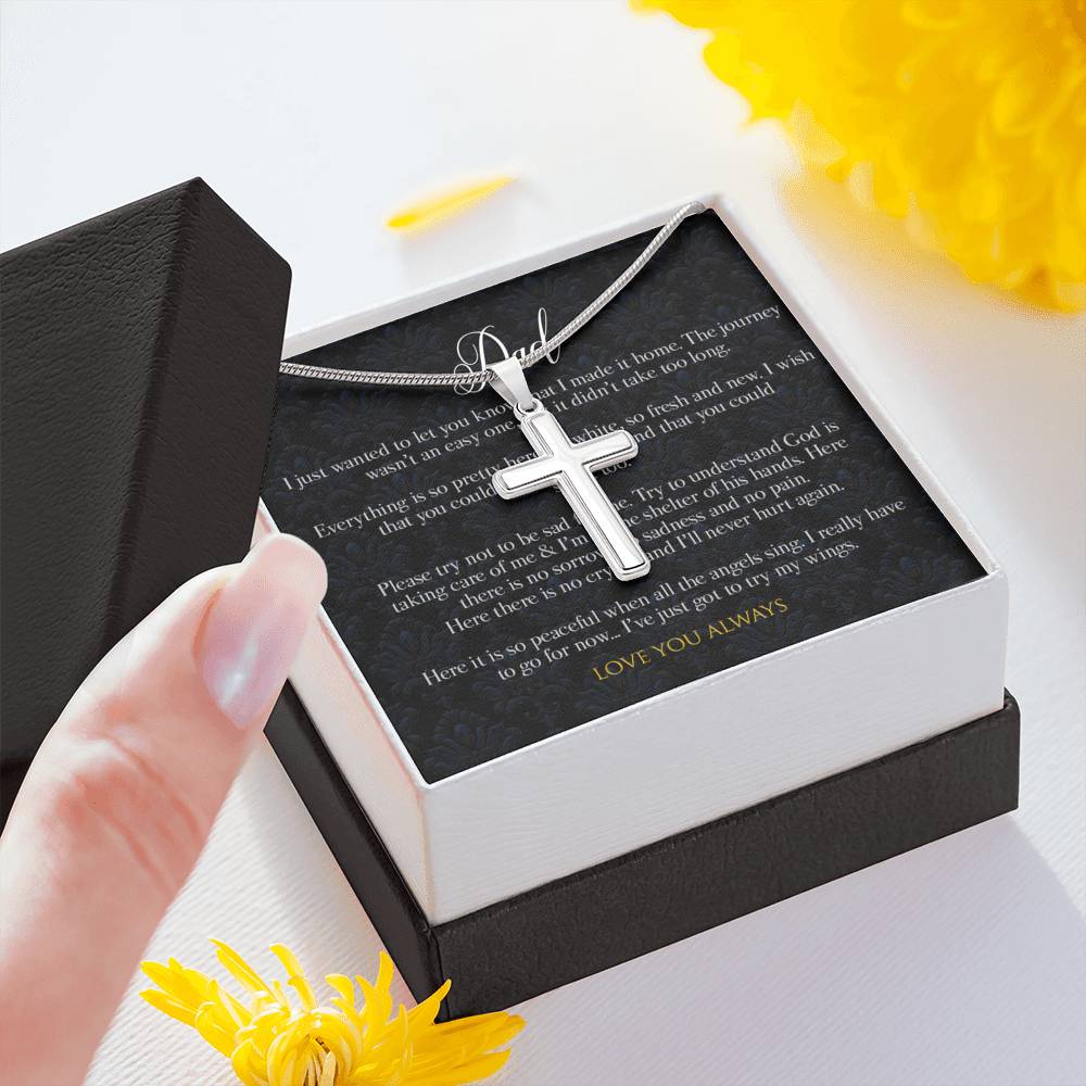 Fathers day loss cross pendant