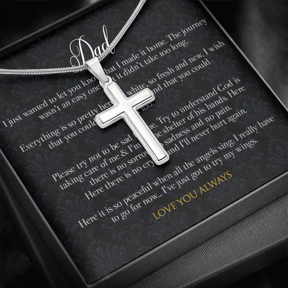 Fathers day loss cross pendant