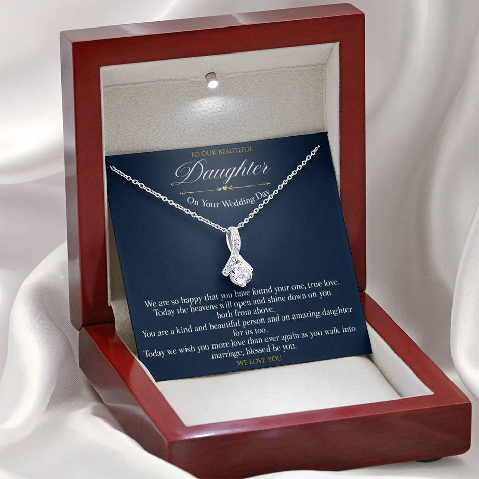 Ribbon Gift Message pendant for Daughter on her wedding day