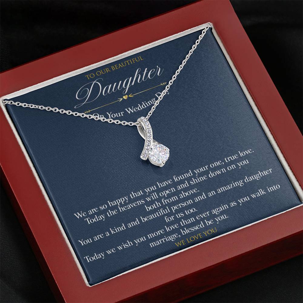 Ribbon Gift Message pendant for Daughter on her wedding day