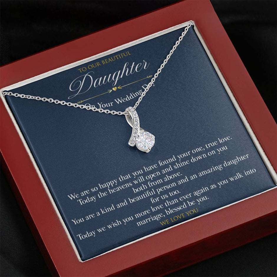 Ribbon Gift Message pendant for Daughter on her wedding day