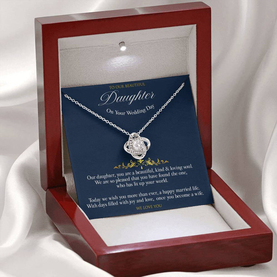 Love knot Gift Message pendant to Daughter on her Wedding day