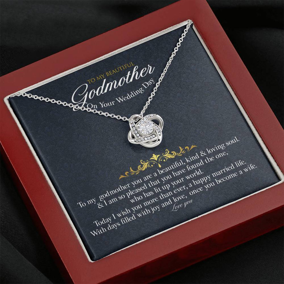 Gift message necklace for Godmother on your wedding day